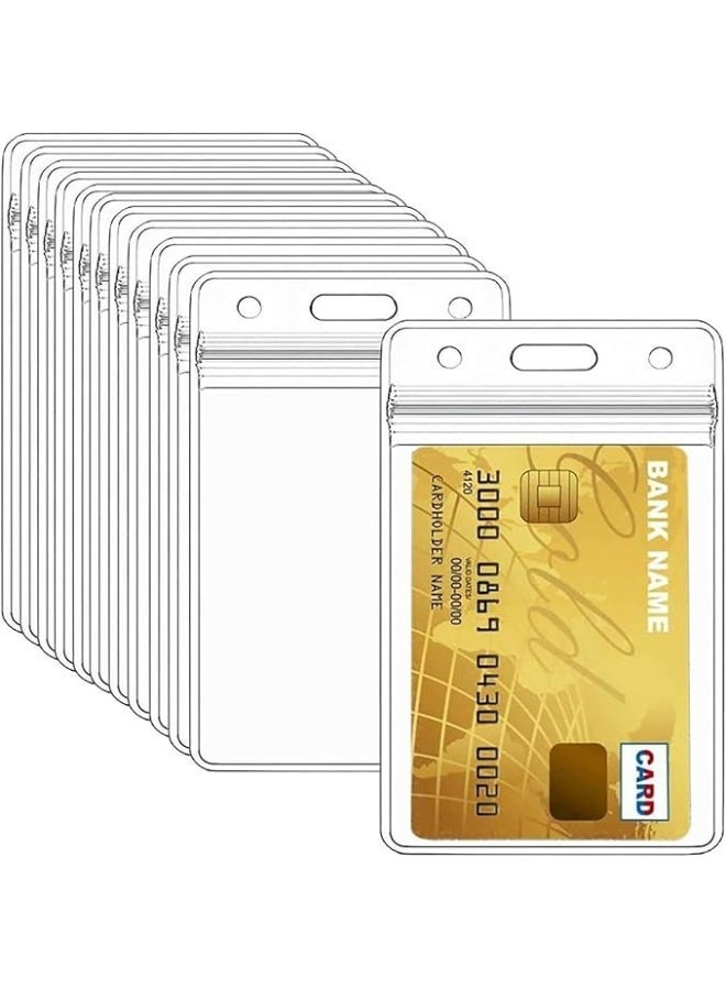 Defsedar 50 PCS Clear ID Badge Holder, Vertical Clear Plastic Name Key Card Tag Holder, Duty Vertical Clear Pvc Id Card Holder - Image 1